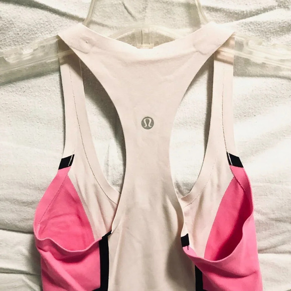 Lululemon Tank Top Size 2 Hot Pink Black  Racerback Yoga Top - Picture 7 of 11